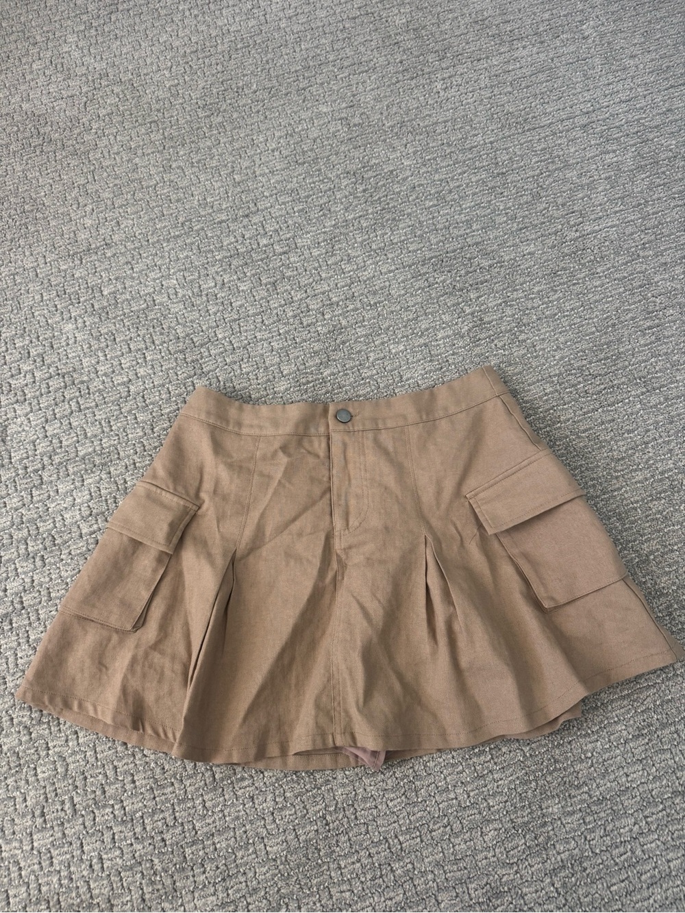 TALULAH Tan Cargo Pocket Pleated Skater Skirt